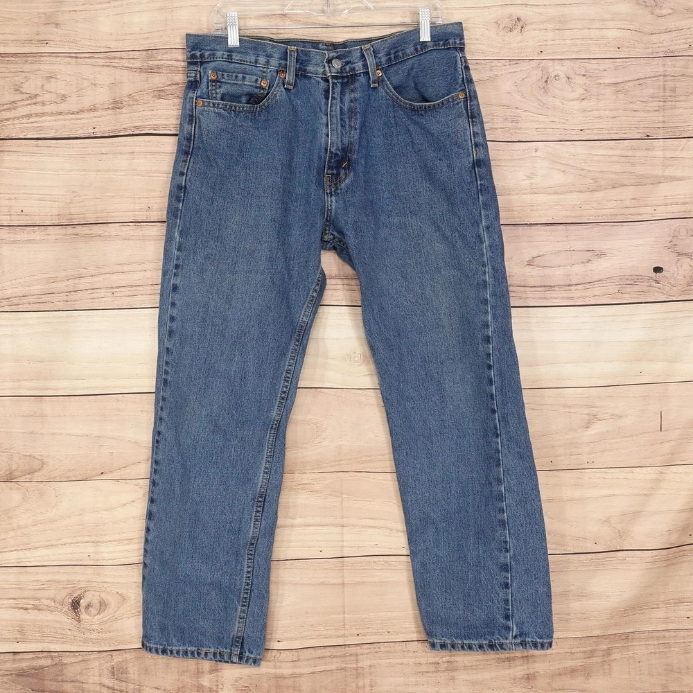 Levis 505 Jeans Mens 33x29 Blue Medium Wash Regular Fit Straight Denim Pants